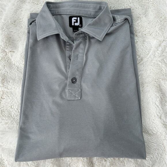 FootJoy Polo Shirt Mens Extra Large Gray Golf Knit Stretch Preppy - Picture 1 of 3